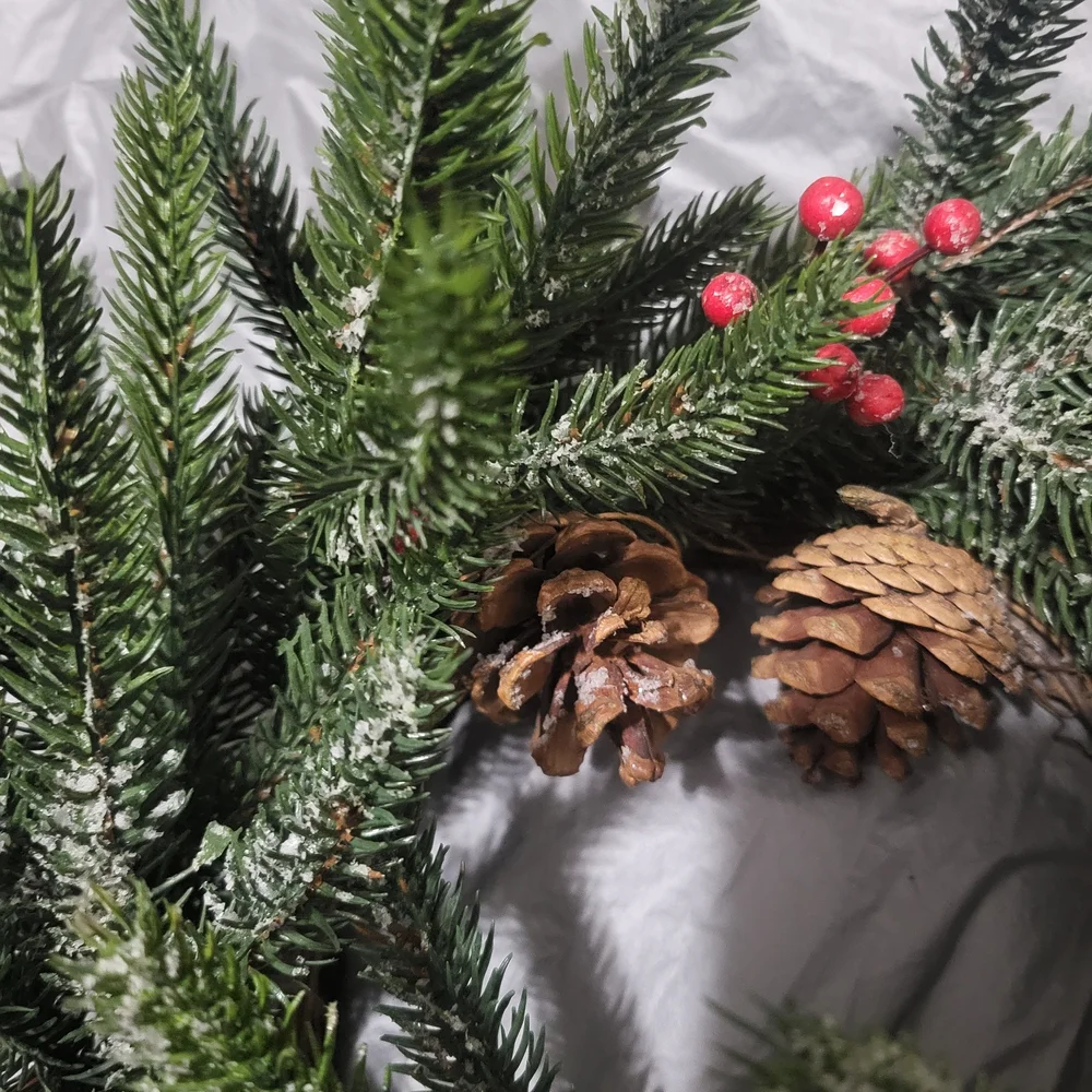Holiday Wreath with Red and Brown Accents
